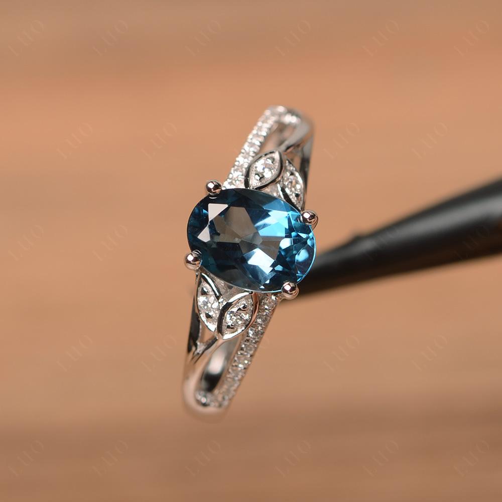 Oval Cut London Blue Topaz Ring - LUO Jewelry