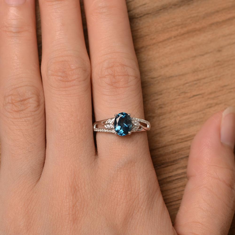 Oval Cut London Blue Topaz Ring - LUO Jewelry