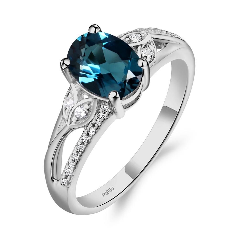 Oval Cut London Blue Topaz Ring - LUO Jewelry #metal_platinum