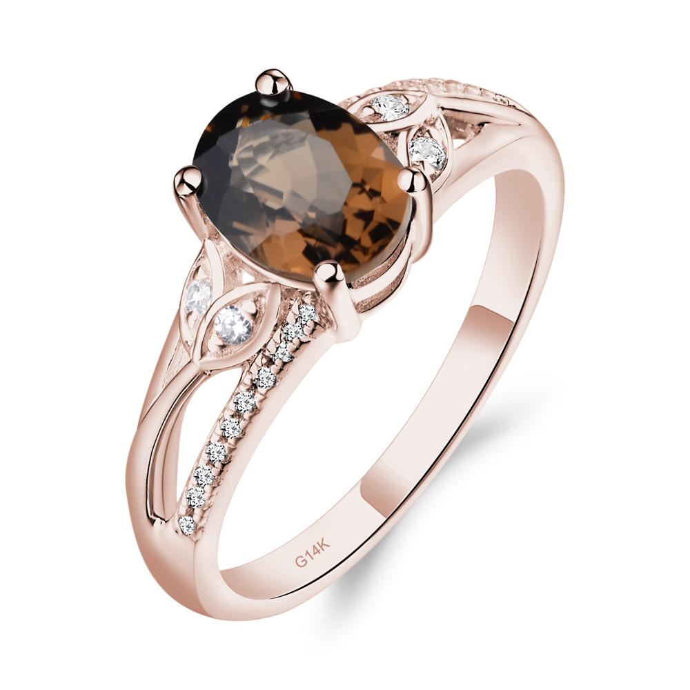 Oval Cut Smoky Quartz Ring - LUO Jewelry #metal_14k rose gold