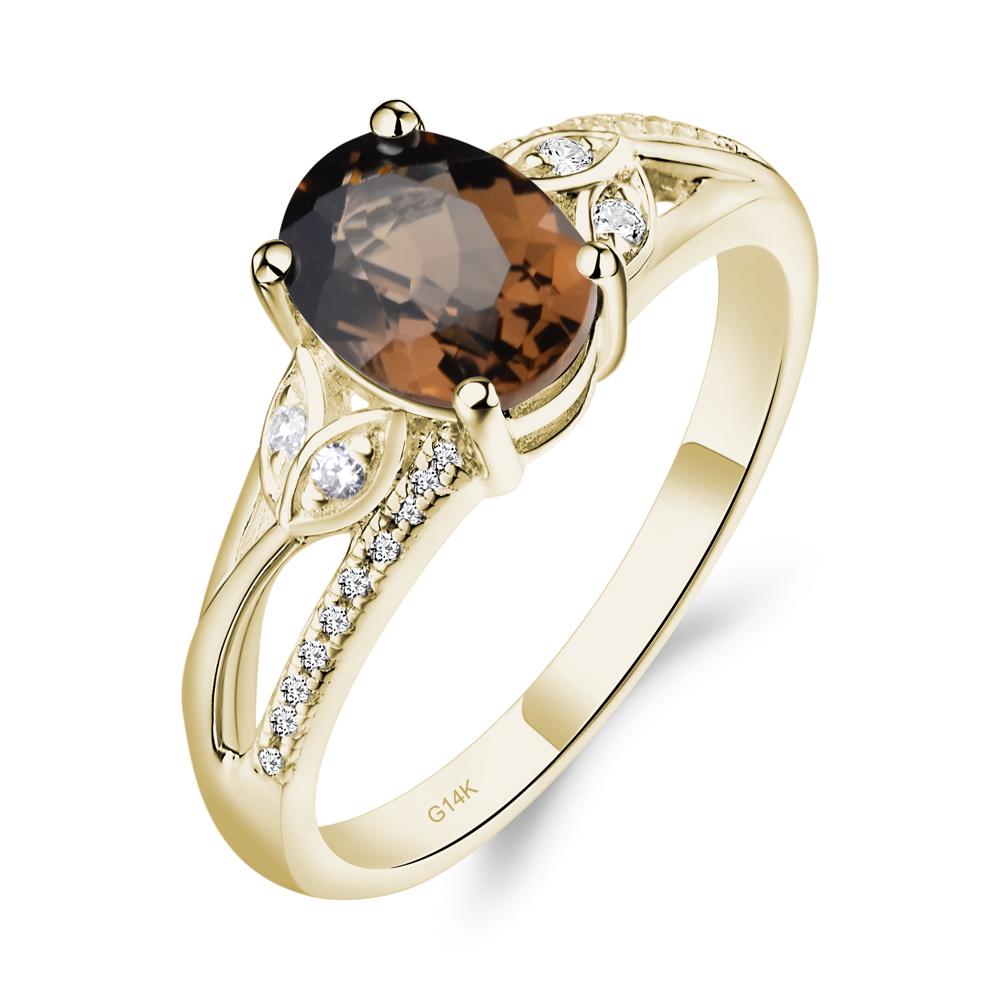 Oval Cut Smoky Quartz Ring - LUO Jewelry #metal_14k yellow gold