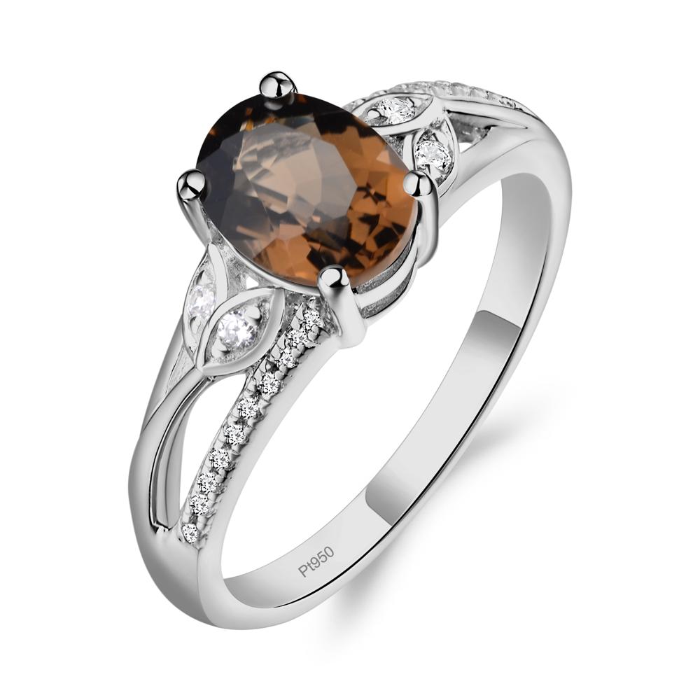 Oval Cut Smoky Quartz Ring - LUO Jewelry #metal_platinum