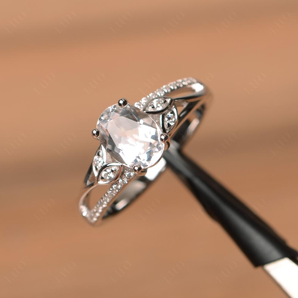 Oval Cut White Topaz Ring - LUO Jewelry