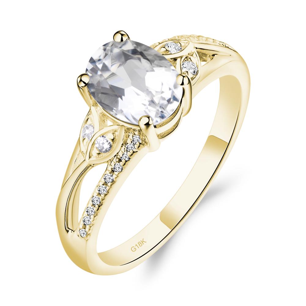 Oval Cut White Topaz Ring - LUO Jewelry #metal_18k yellow gold