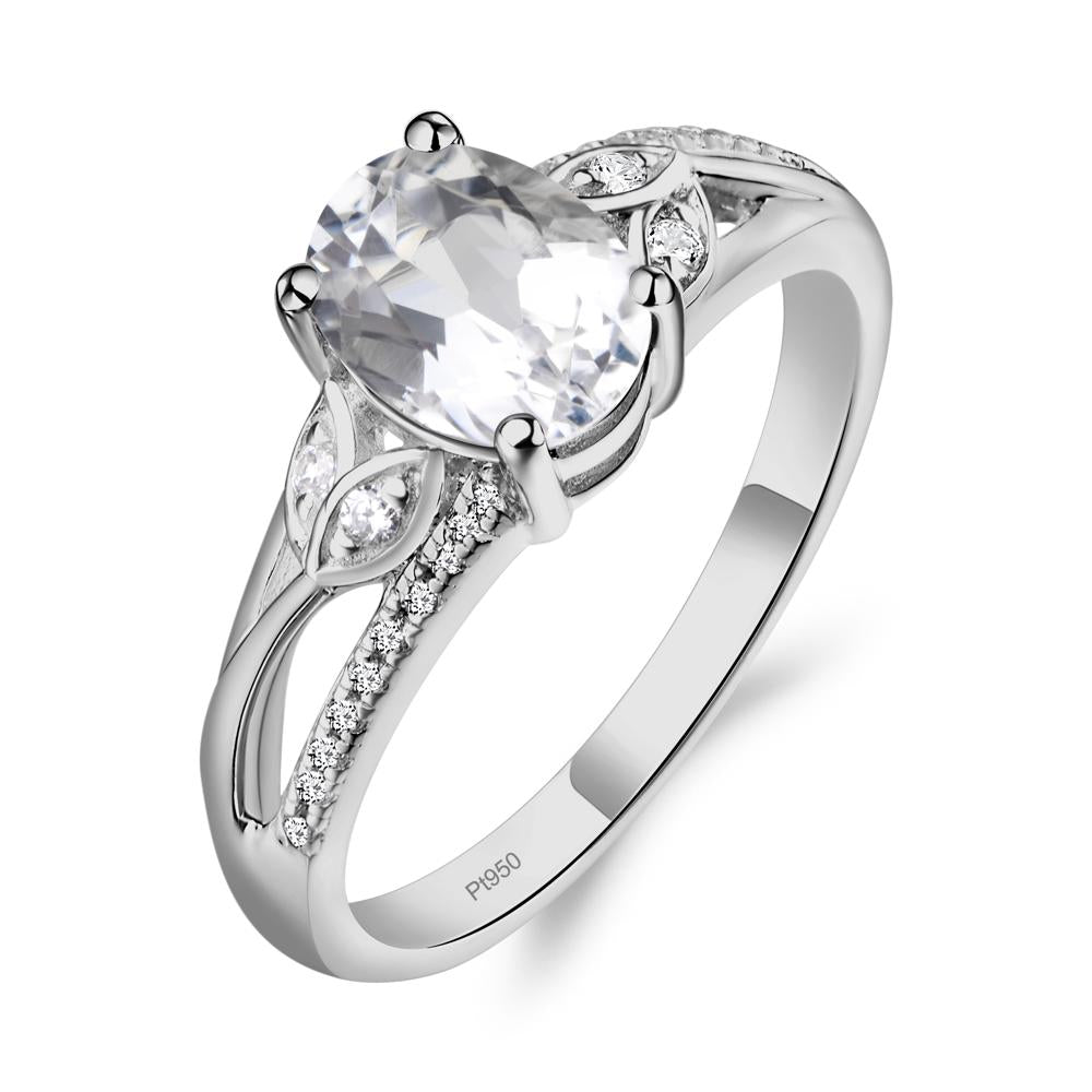 Oval Cut White Topaz Ring - LUO Jewelry #metal_platinum
