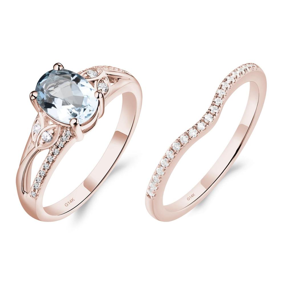 Oval Cut Aquamarine Ring - LUO Jewelry #metal_14k rose gold