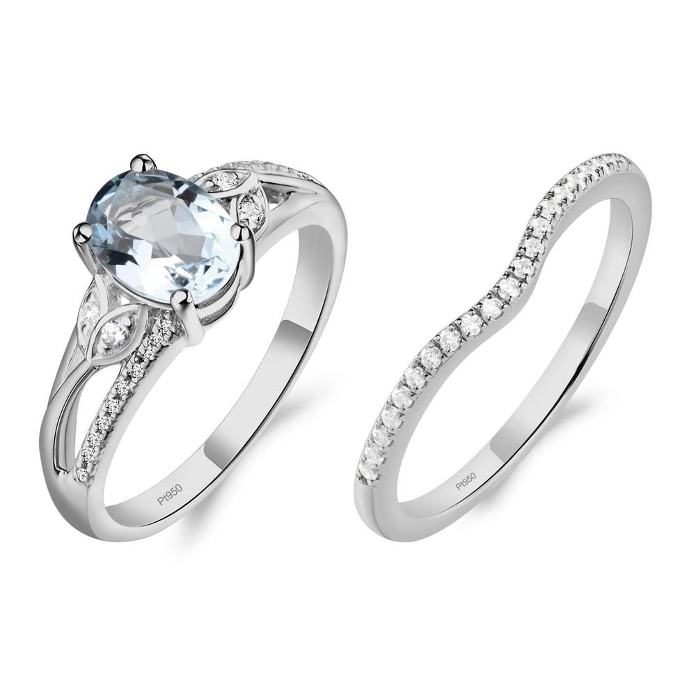 Oval Cut Aquamarine Ring - LUO Jewelry #metal_platinum