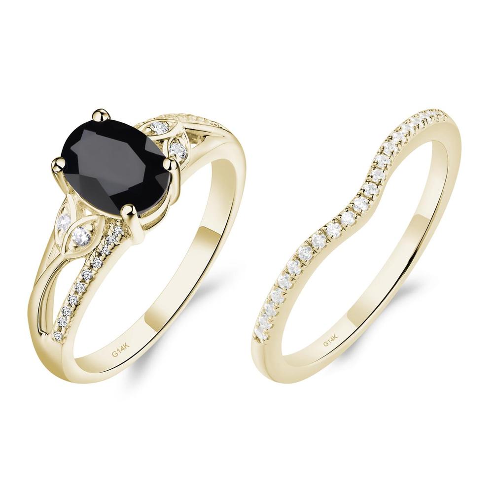 Oval Cut Black Spinel Ring - LUO Jewelry #metal_14k yellow gold