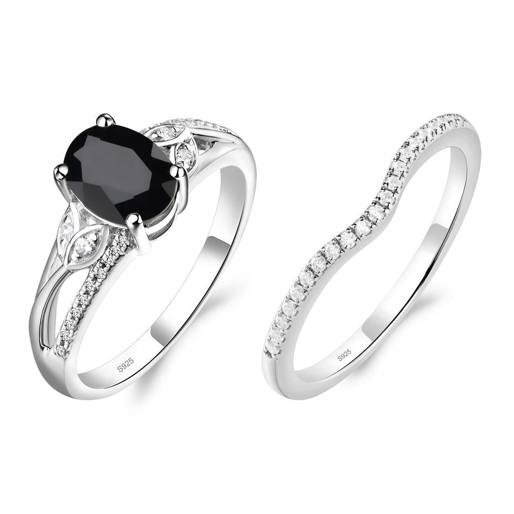 Oval Cut Black Spinel Ring - LUO Jewelry #metal_sterling silver