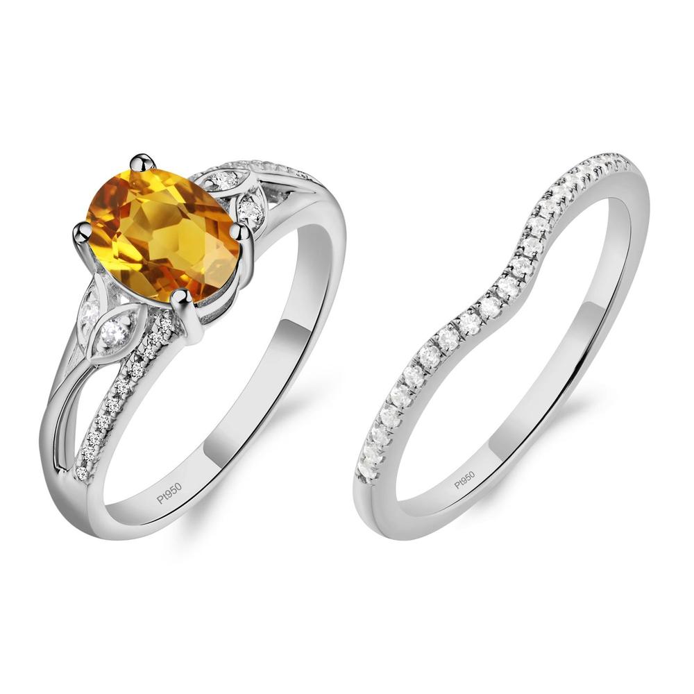 Oval Cut Citrine Ring - LUO Jewelry #metal_platinum
