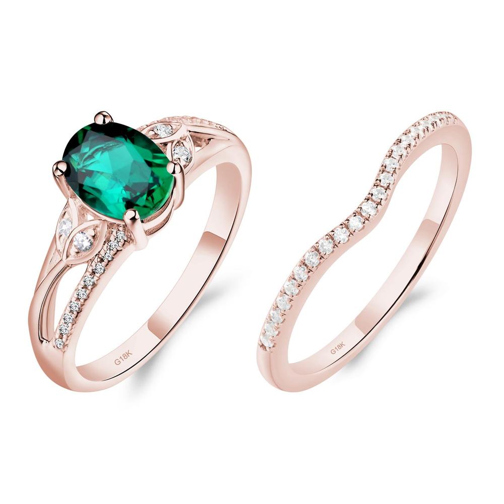 Oval Cut Emerald Ring - LUO Jewelry #metal_18k rose gold
