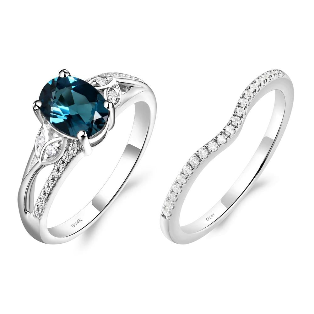 Oval Cut London Blue Topaz Ring - LUO Jewelry #metal_14k white gold