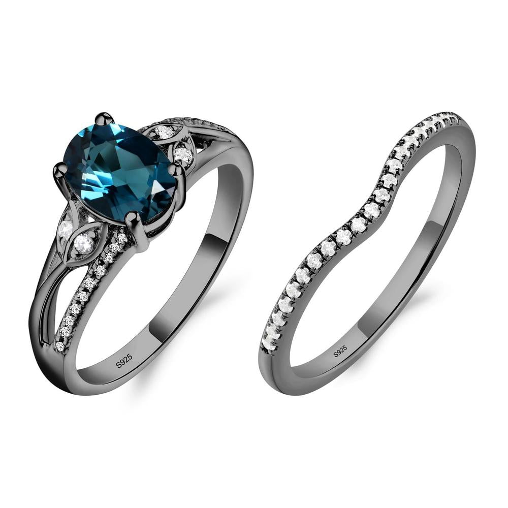 Oval Cut London Blue Topaz Ring - LUO Jewelry #metal_black finish sterling silver