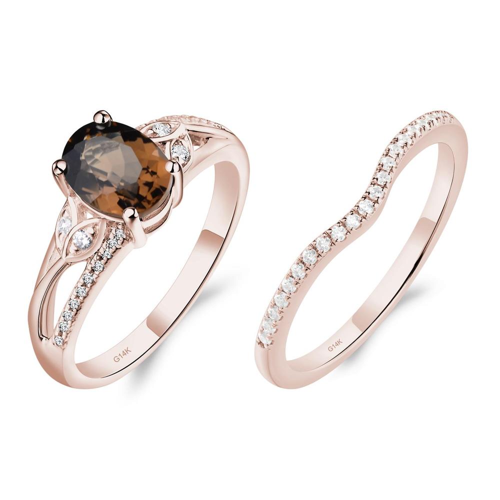 Oval Cut Smoky Quartz Ring - LUO Jewelry #metal_14k rose gold