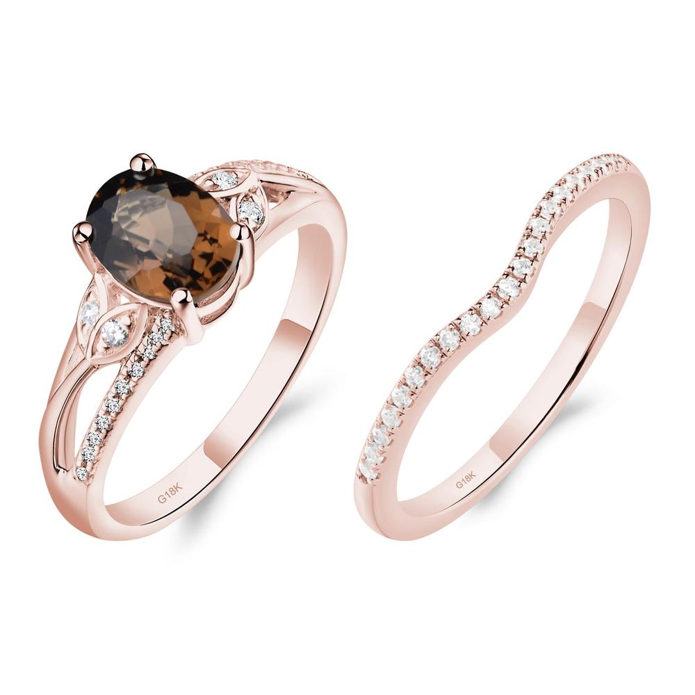 Oval Cut Smoky Quartz Ring - LUO Jewelry #metal_18k rose gold