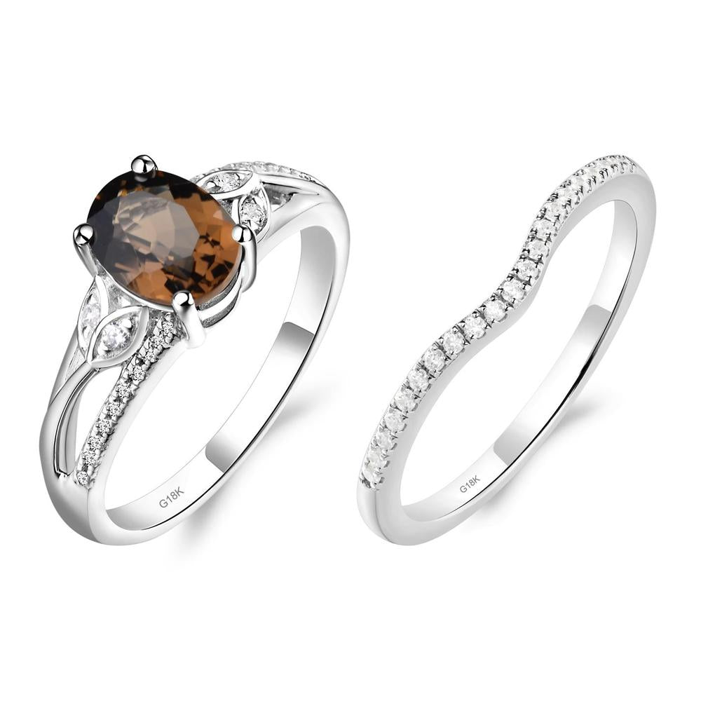 Oval Cut Smoky Quartz Ring - LUO Jewelry #metal_18k white gold