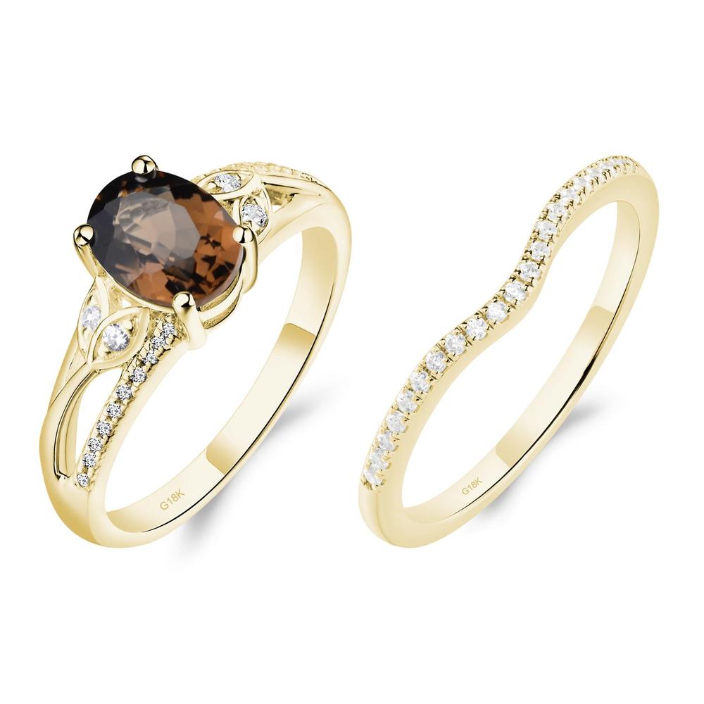 Oval Cut Smoky Quartz Ring - LUO Jewelry #metal_18k yellow gold