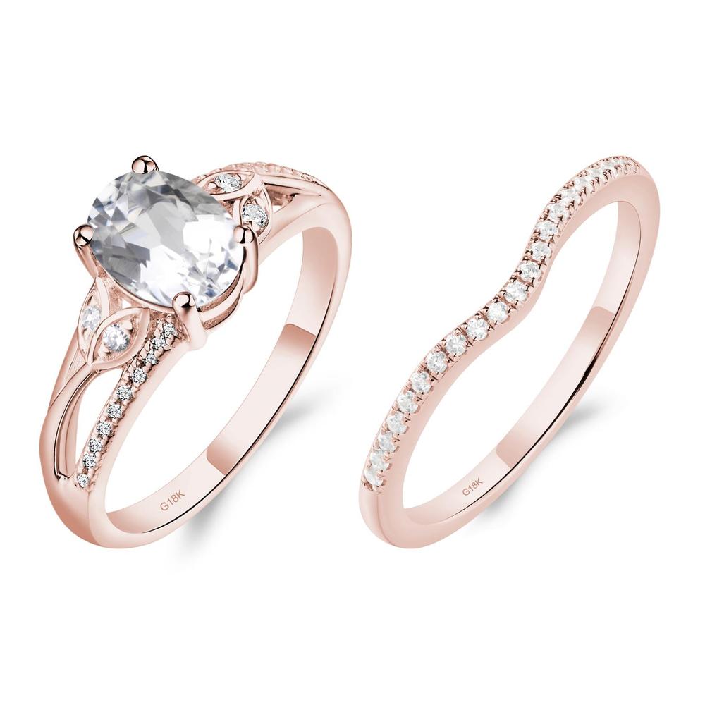 Oval Cut White Topaz Ring - LUO Jewelry #metal_18k rose gold