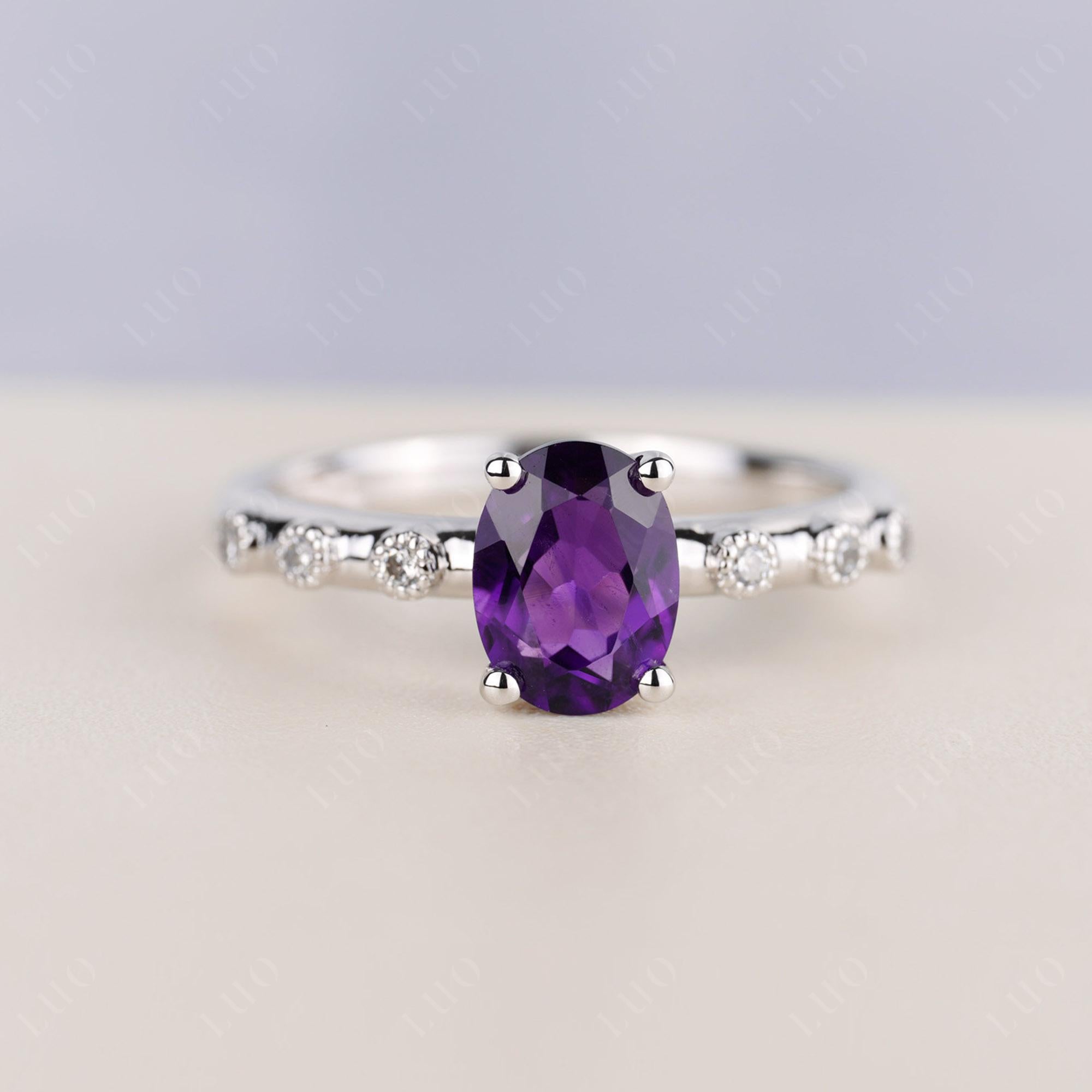 Antique Oval Cut Amethyst Ring - LUO Jewelry
