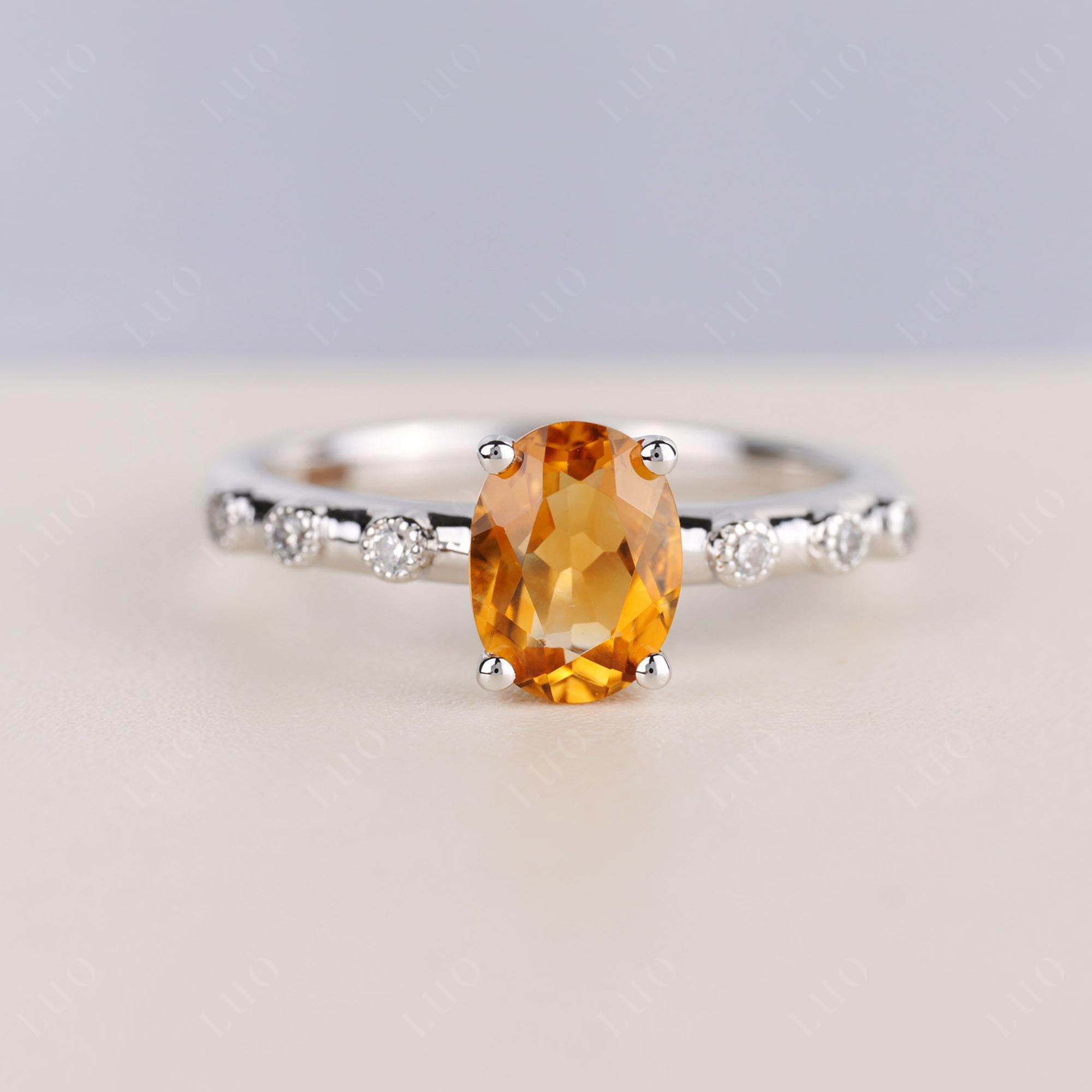 Antique Oval Cut Citrine Ring - LUO Jewelry