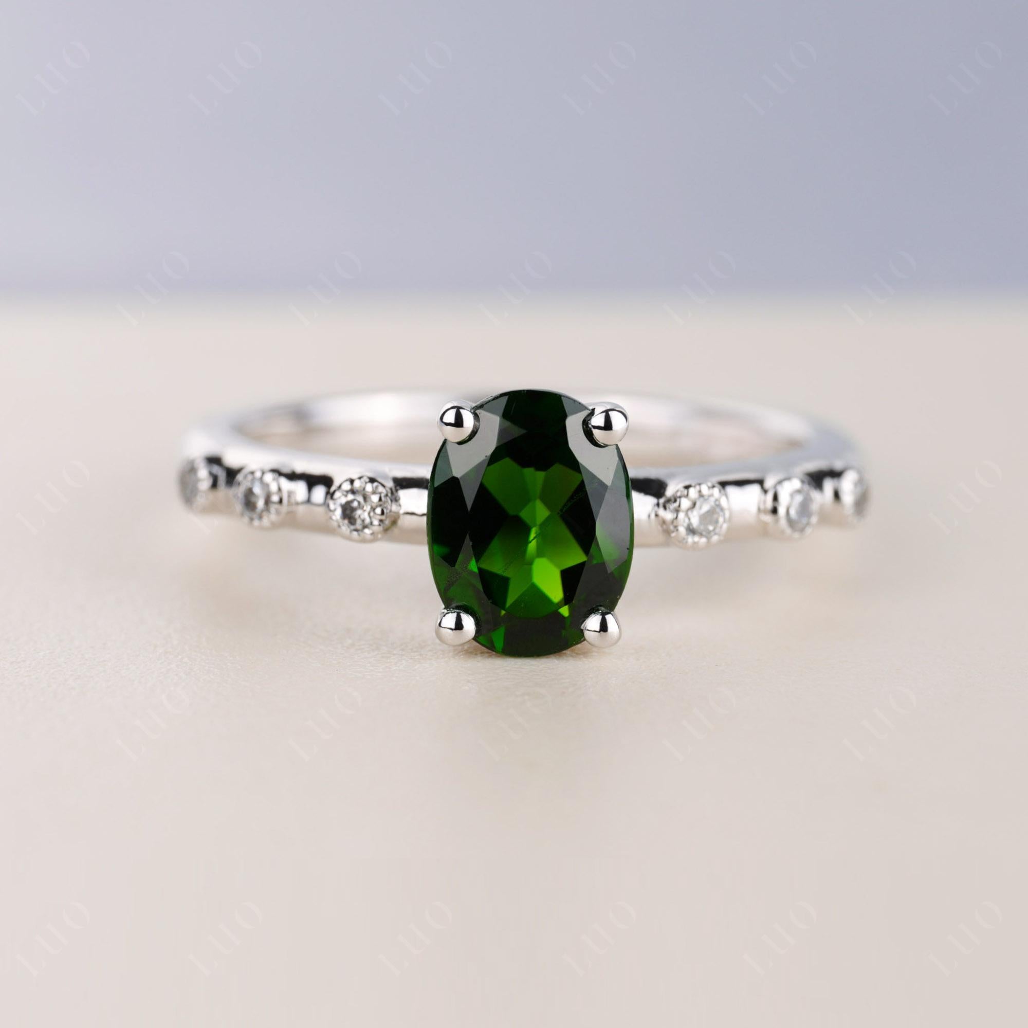 Antique Oval Cut Diopside Ring - LUO Jewelry