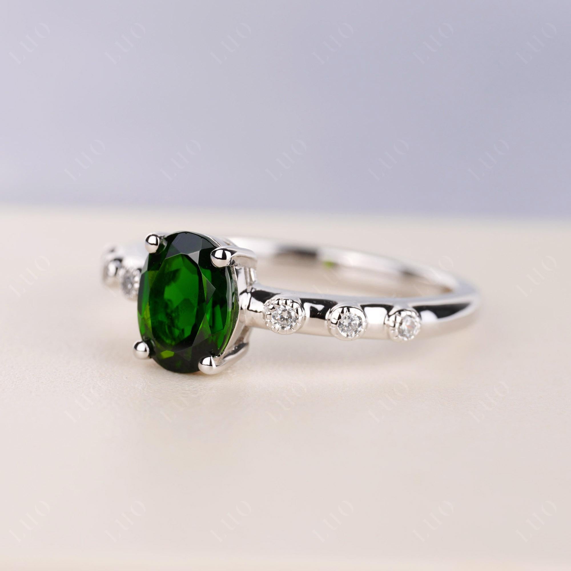 Antique Oval Cut Diopside Ring - LUO Jewelry