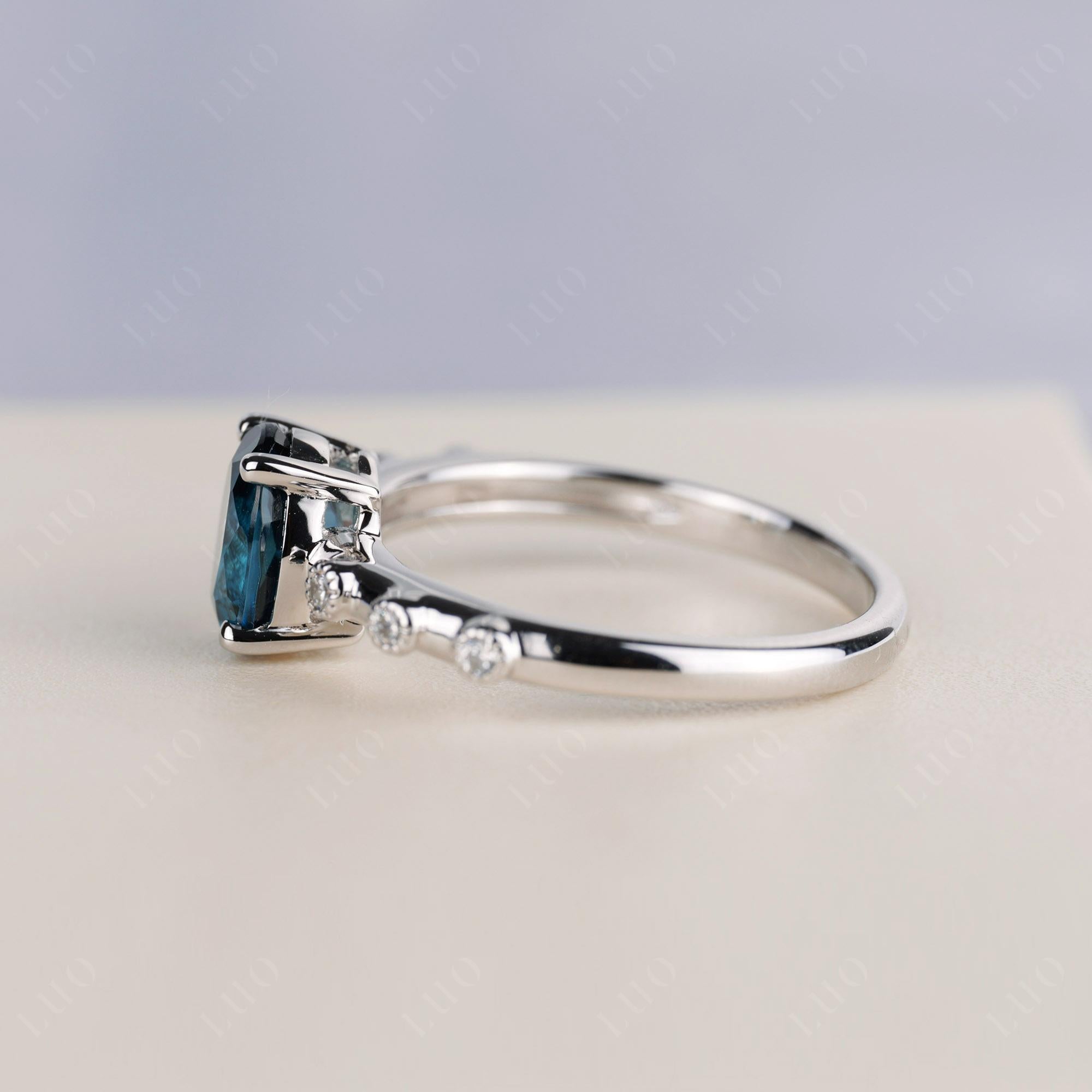 Antique Oval Cut London Blue Topaz Ring - LUO Jewelry
