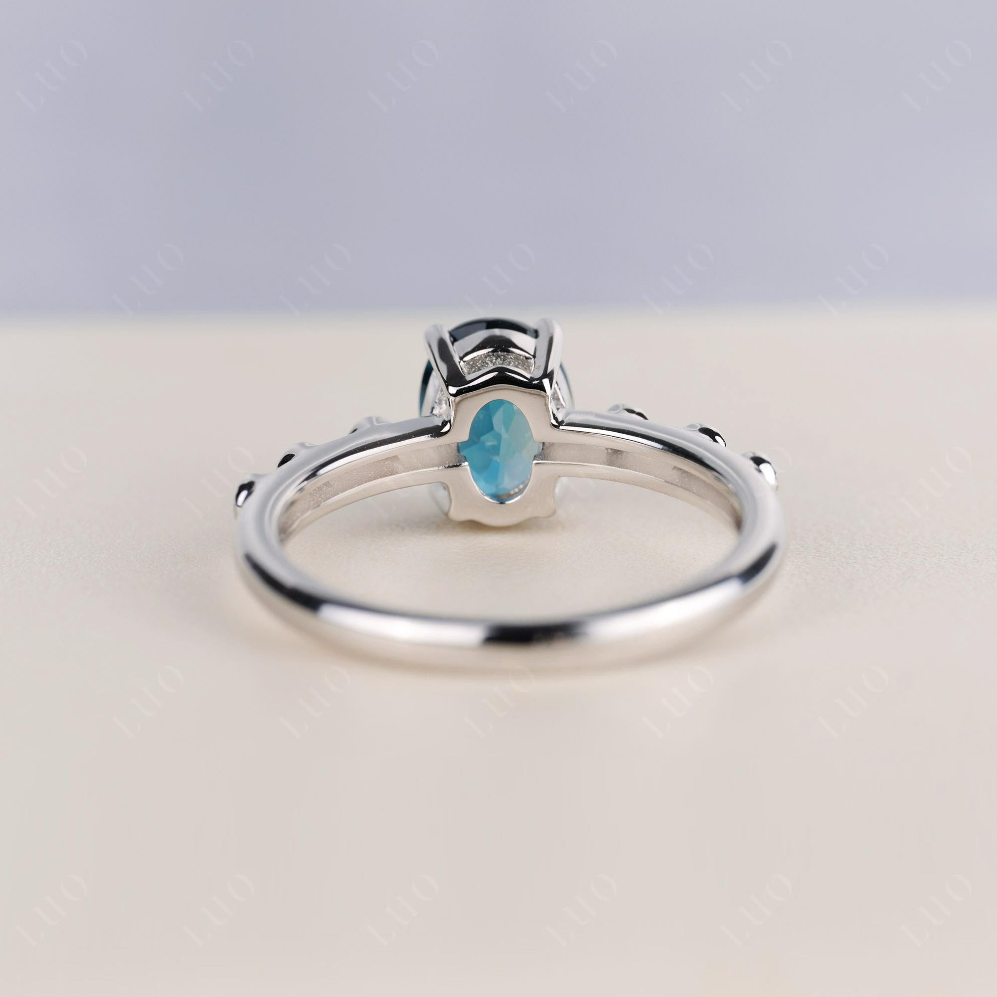 Antique Oval Cut London Blue Topaz Ring - LUO Jewelry