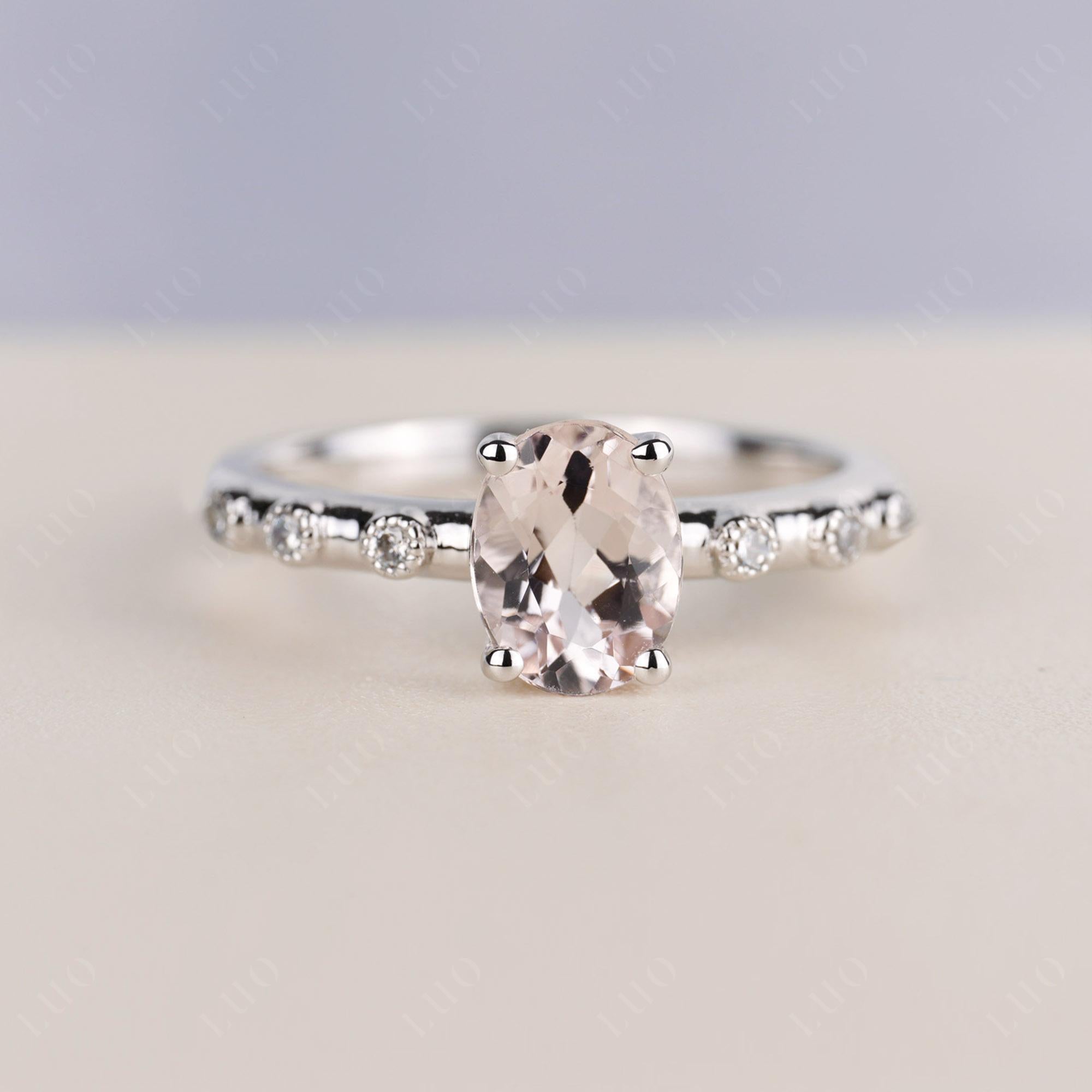 Antique Oval Cut Morganite Ring - LUO Jewelry