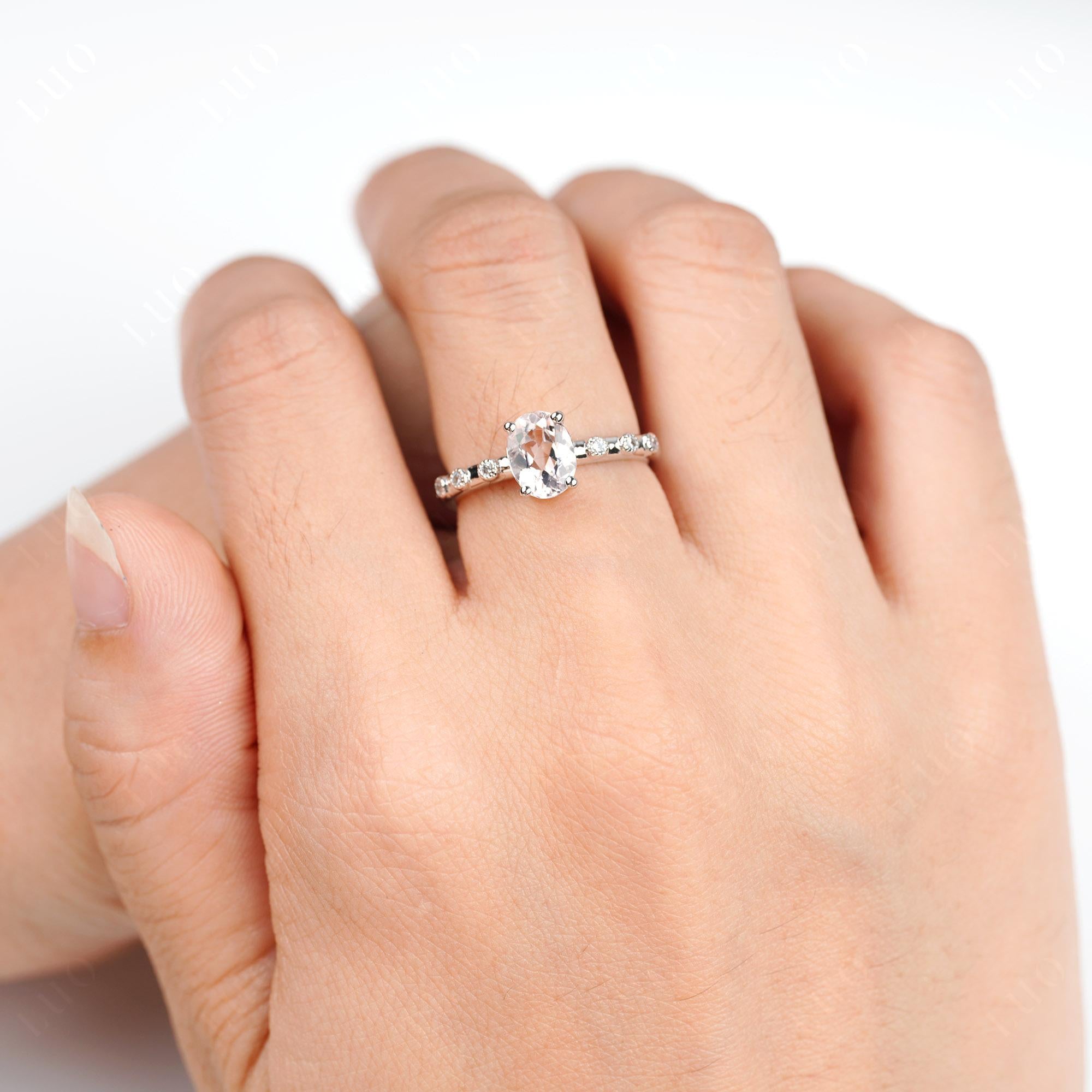 Antique Oval Cut Morganite Ring - LUO Jewelry