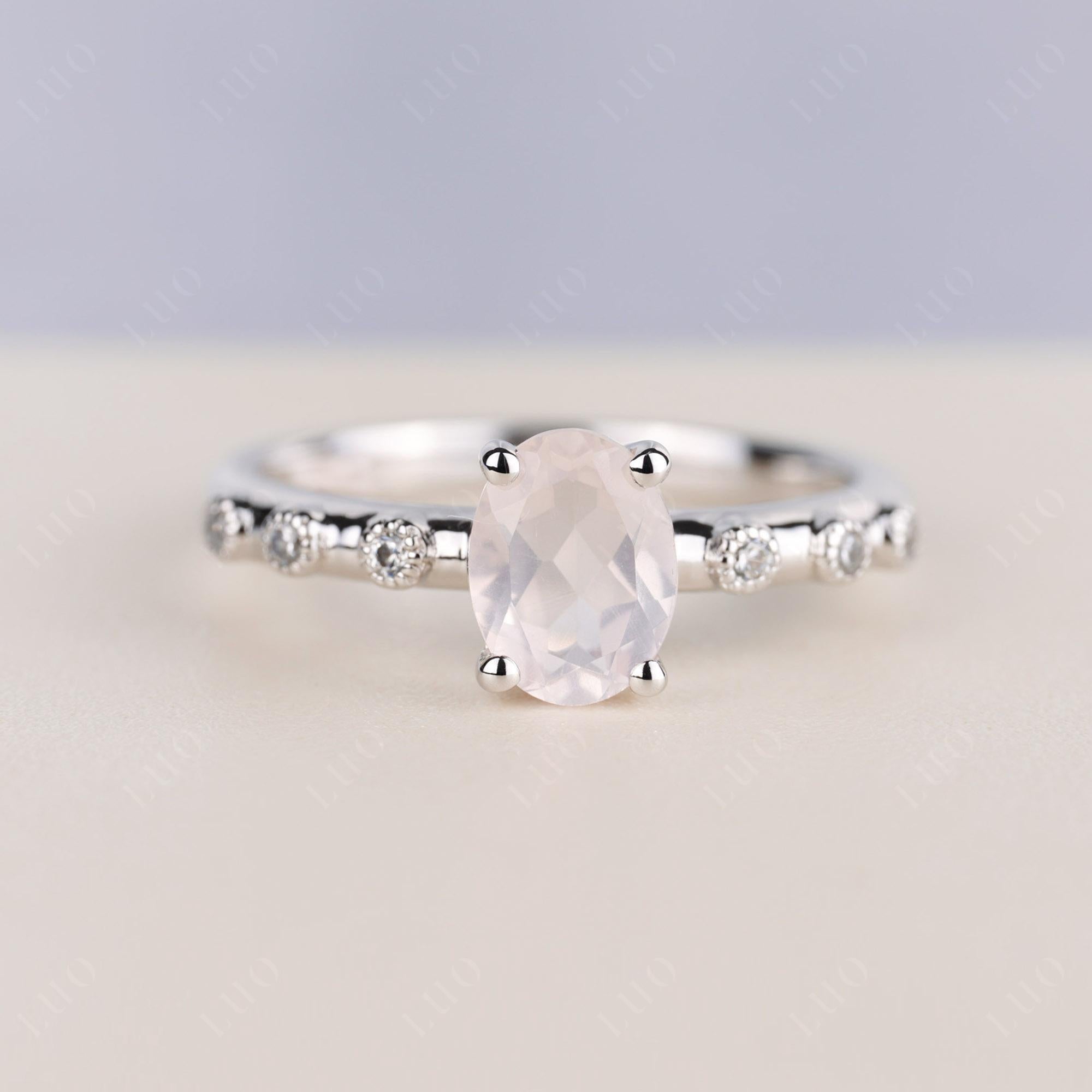 Antique Oval Cut Rose Quartz Ring - LUO Jewelry