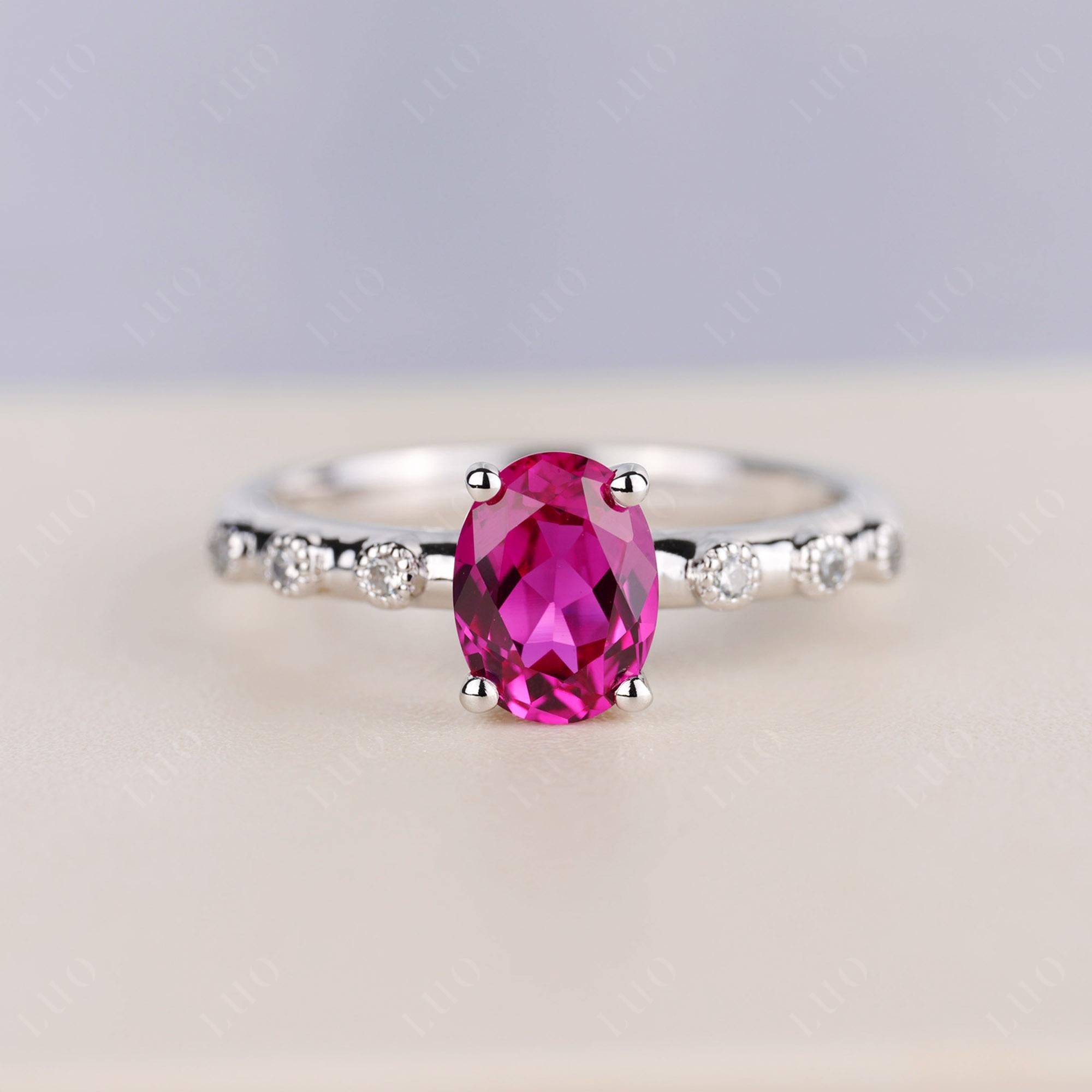 Antique Oval Cut Ruby Ring - LUO Jewelry