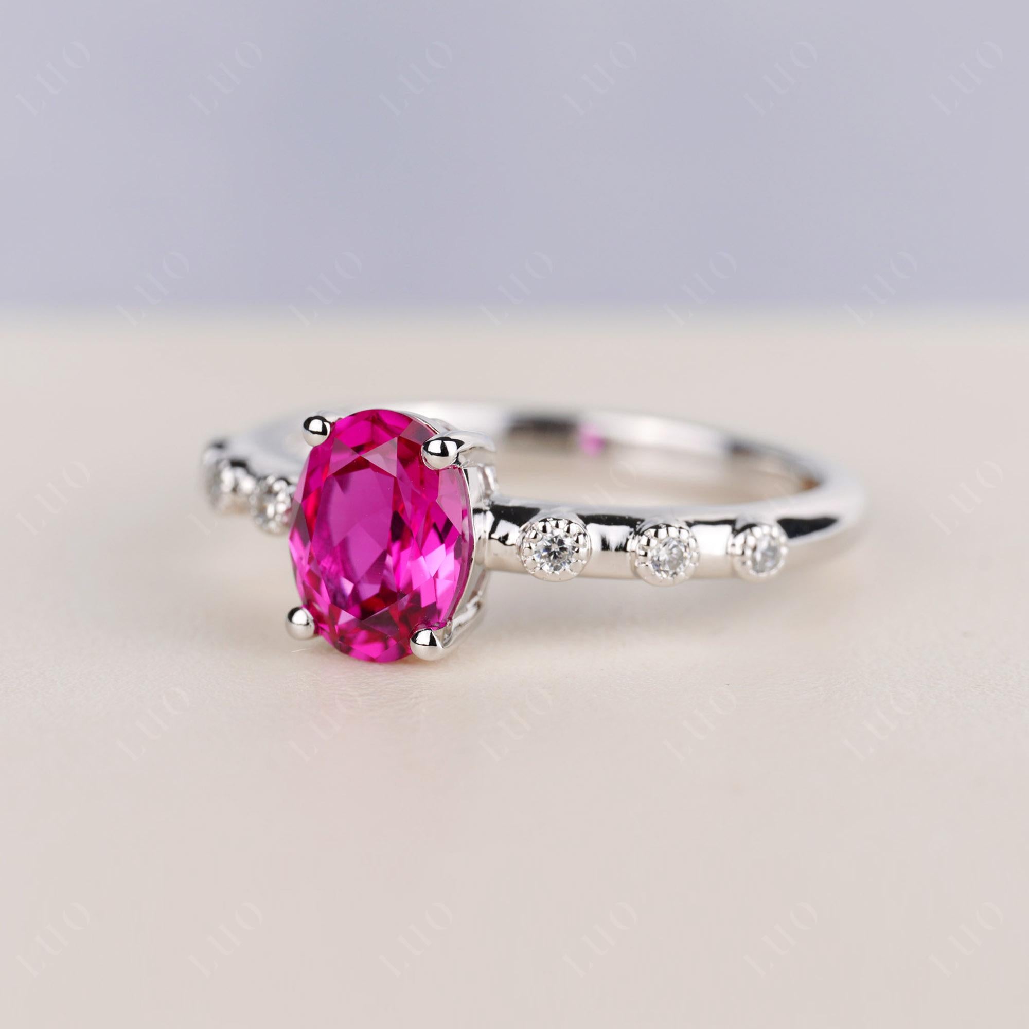 Antique Oval Cut Ruby Ring - LUO Jewelry