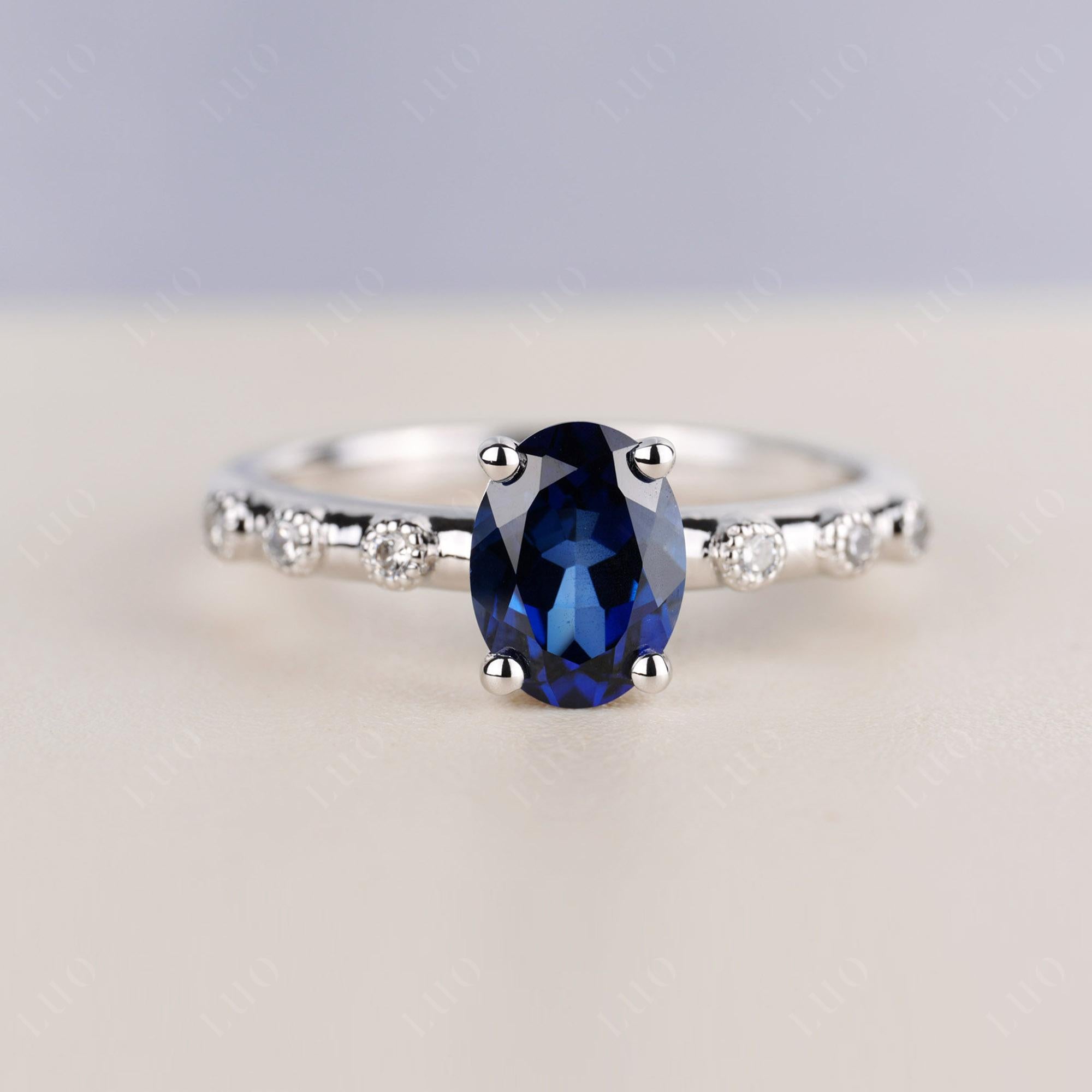 Antique Oval Cut Sapphire Ring - LUO Jewelry