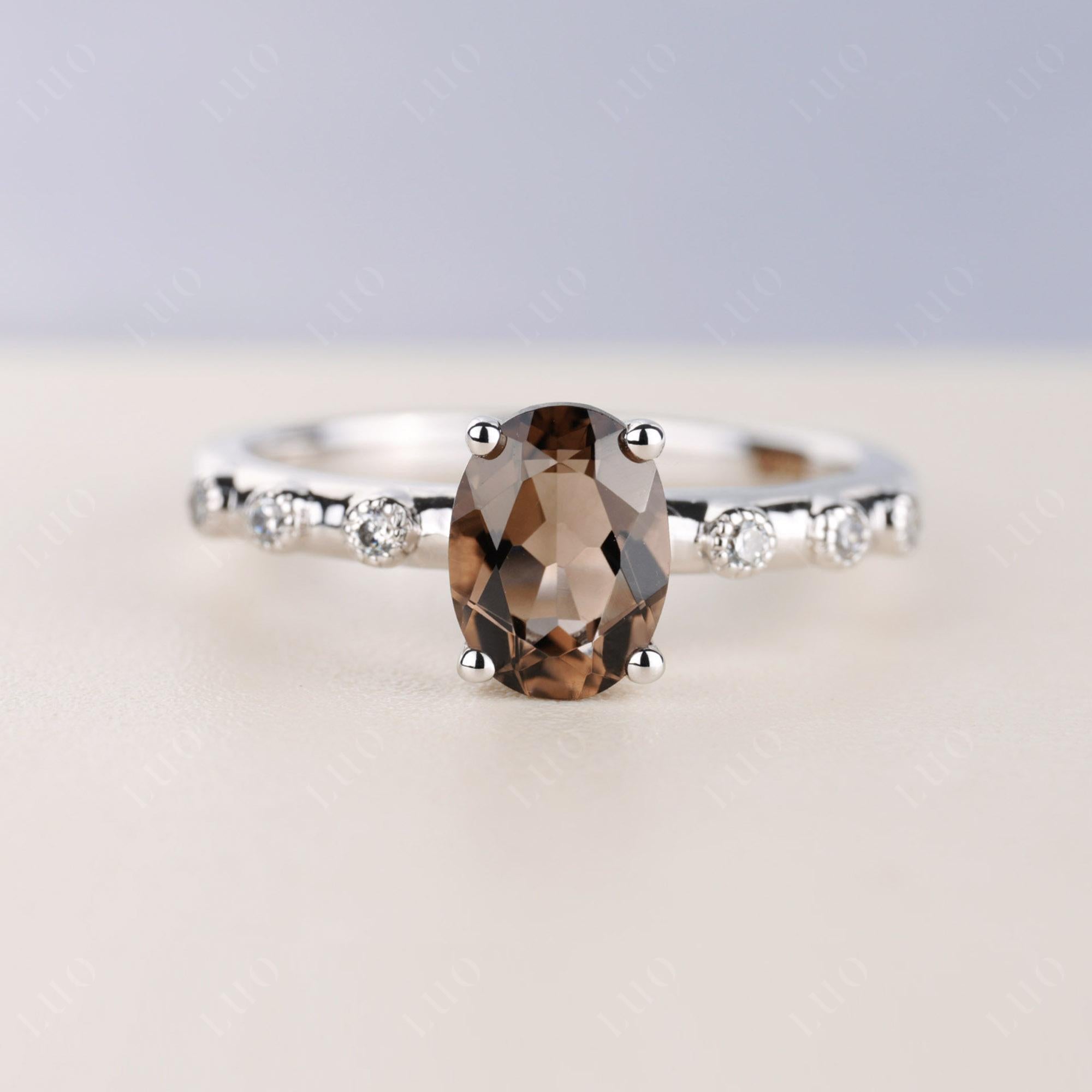 Antique Oval Cut Smoky Quartz Ring - LUO Jewelry