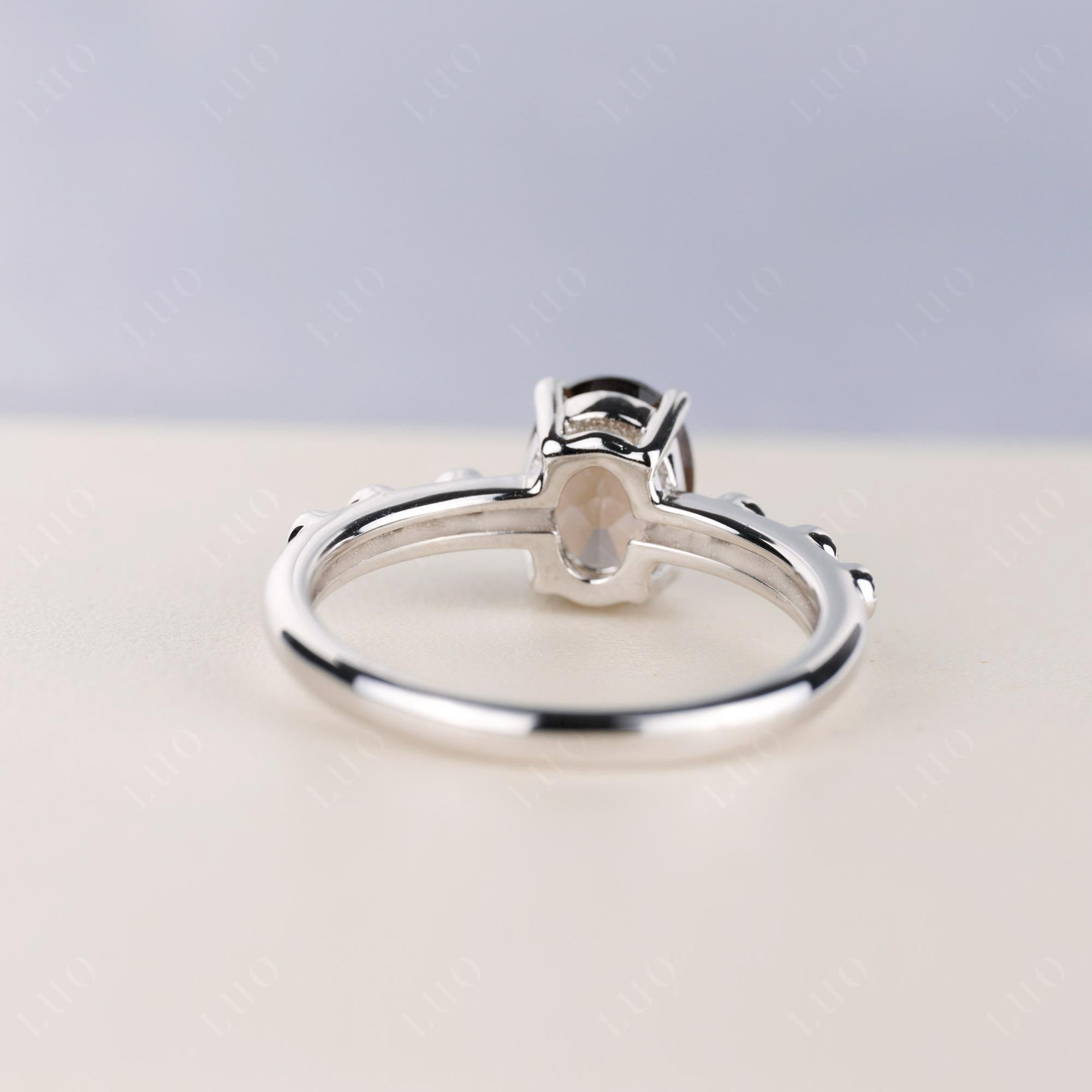 Antique Oval Cut Smoky Quartz Ring - LUO Jewelry
