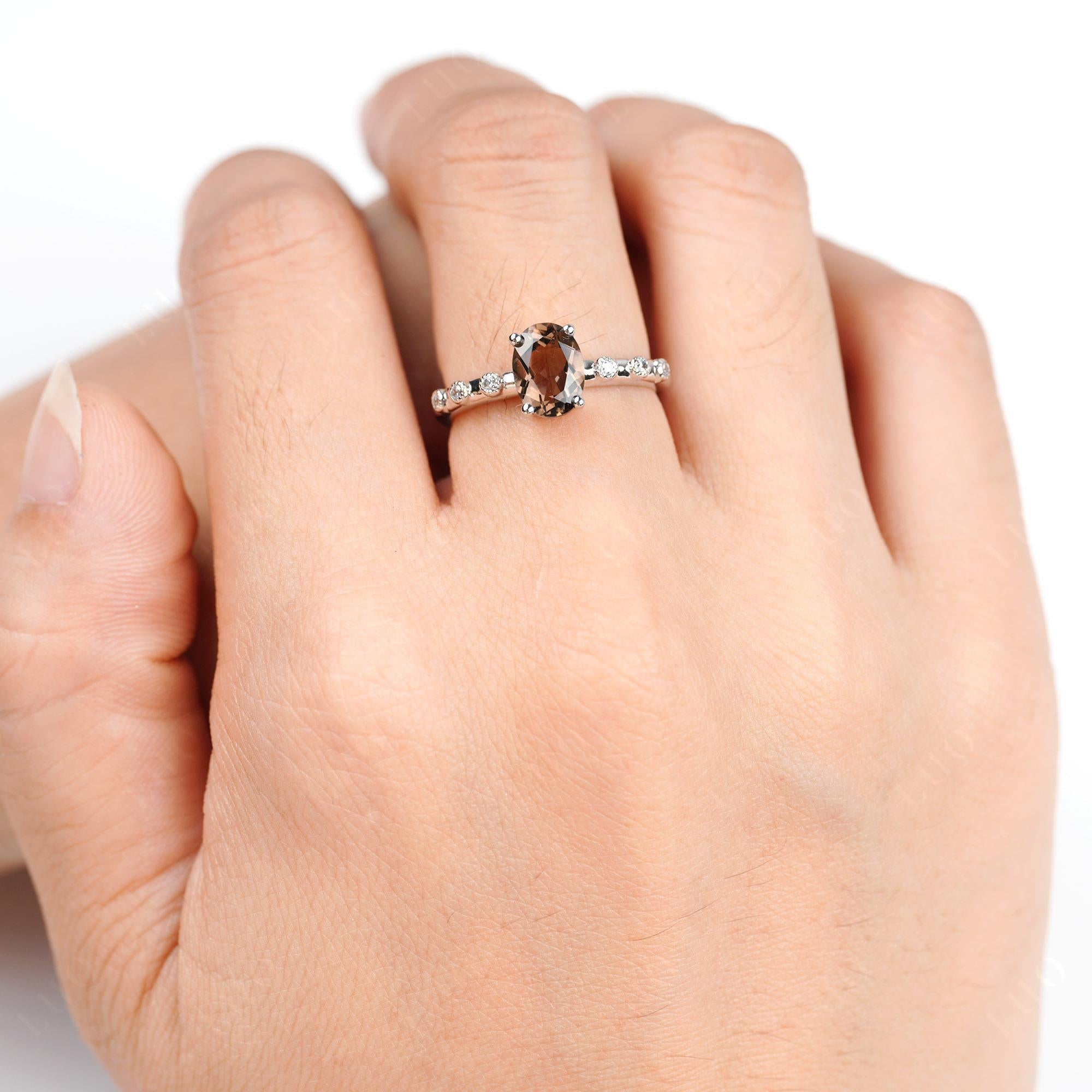 Antique Oval Cut Smoky Quartz Ring - LUO Jewelry