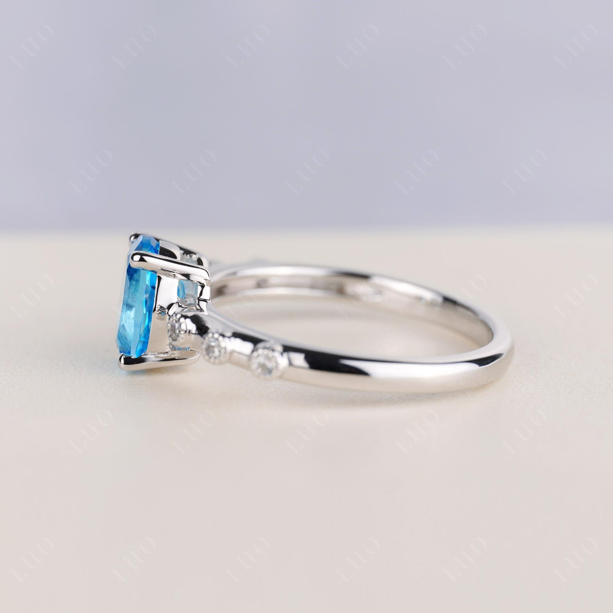 Antique Oval Cut Swiss Blue Topaz Ring - LUO Jewelry
