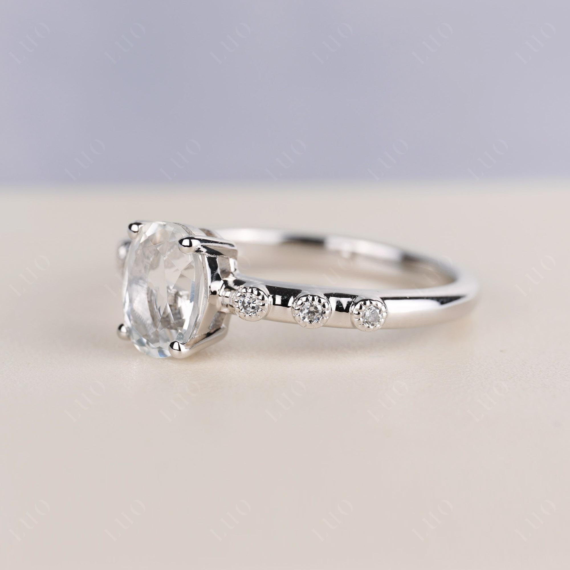 Antique Oval Cut White Topaz Ring - LUO Jewelry
