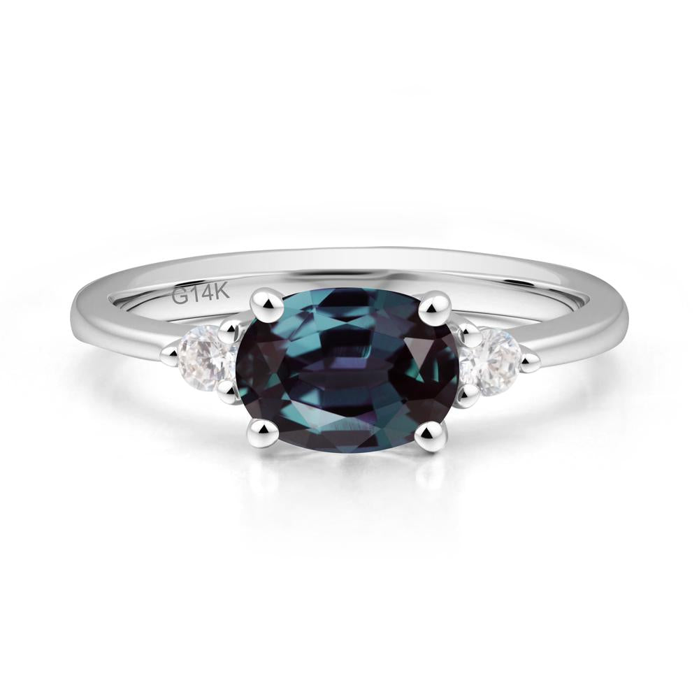 Oval East West Alexandrite Trilogy Ring - LUO Jewelry #metal_14k white gold