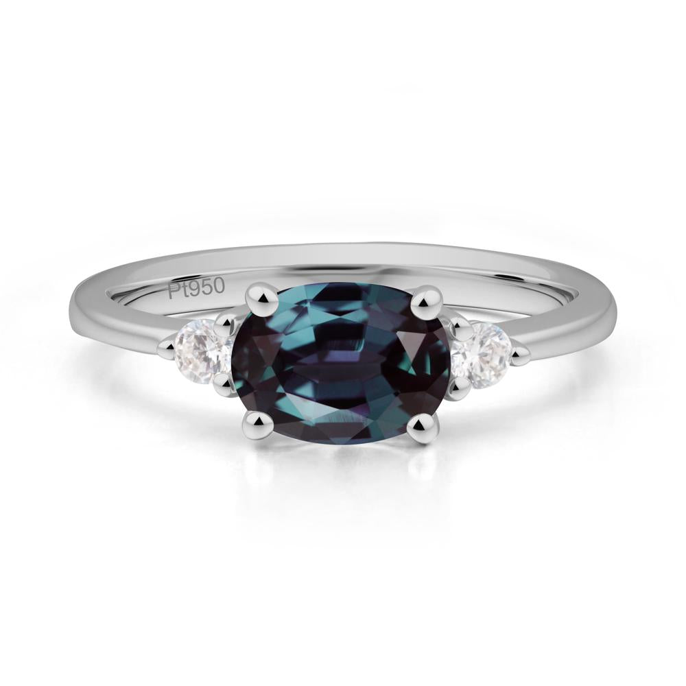 Oval East West Alexandrite Trilogy Ring - LUO Jewelry #metal_platinum