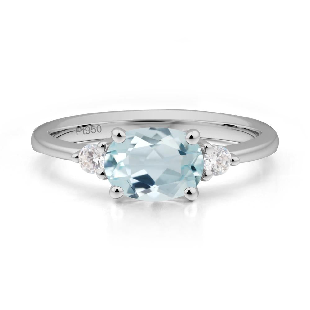 Oval East West Aquamarine Trilogy Ring - LUO Jewelry #metal_platinum