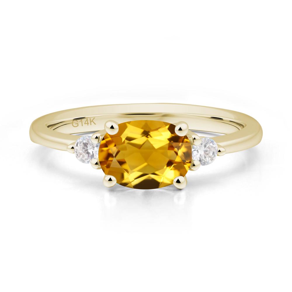 Oval East West Citrine Trilogy Ring - LUO Jewelry #metal_14k yellow gold