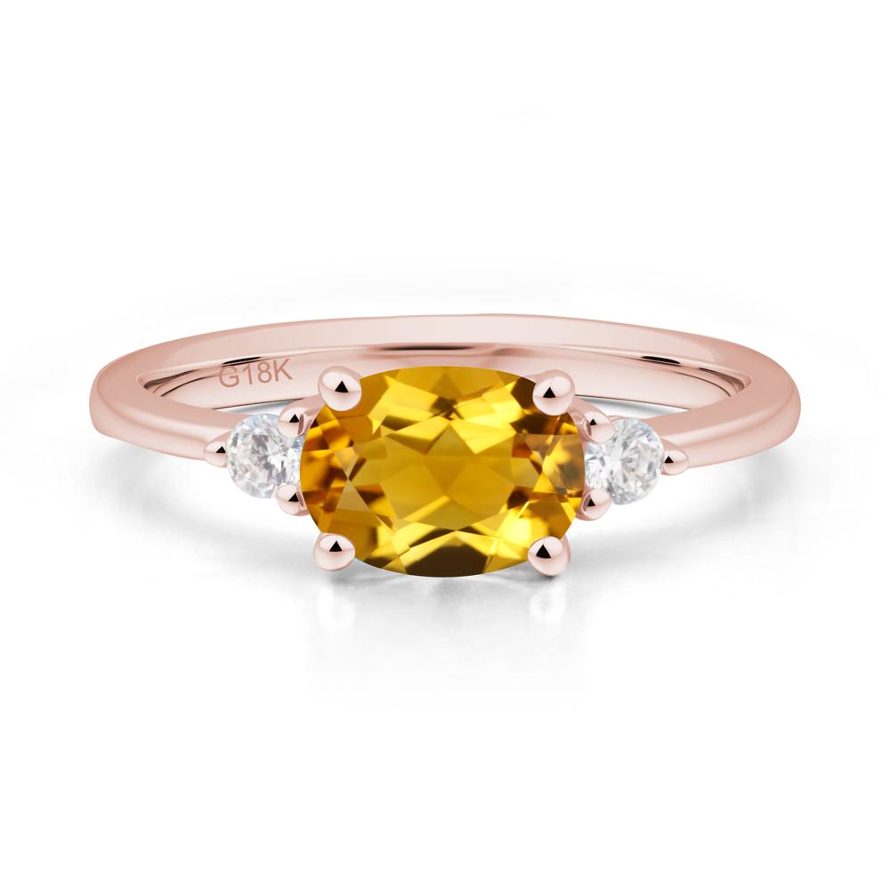 Oval East West Citrine Trilogy Ring - LUO Jewelry #metal_18k rose gold