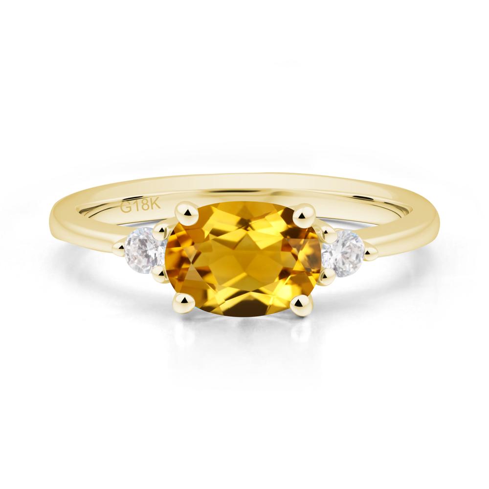 Oval East West Citrine Trilogy Ring - LUO Jewelry #metal_18k yellow gold