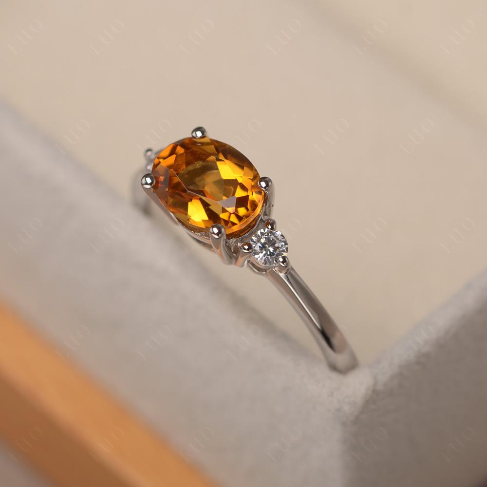 Oval East West Citrine Trilogy Ring - LUO Jewelry
