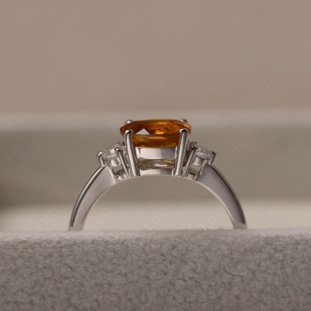 Oval East West Citrine Trilogy Ring - LUO Jewelry