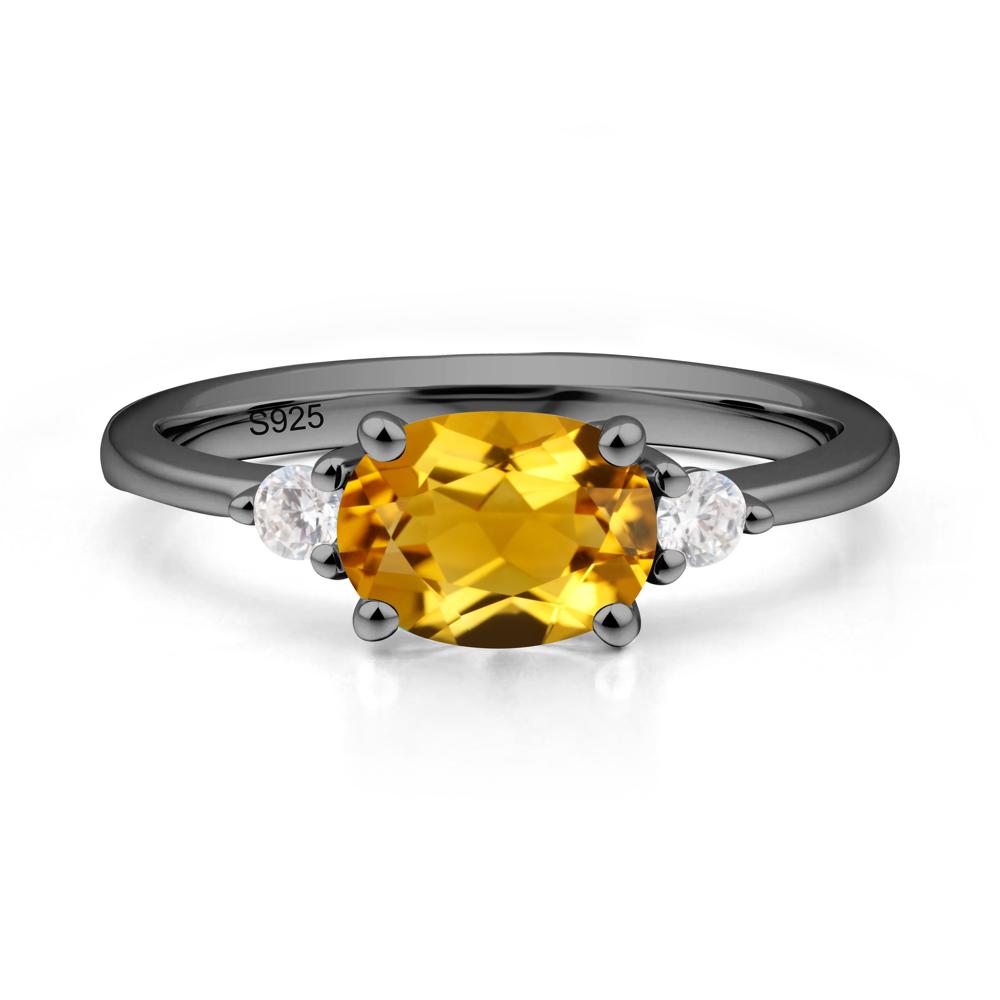 Oval East West Citrine Trilogy Ring - LUO Jewelry #metal_black finish sterling silver