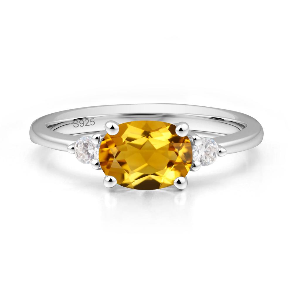 Oval East West Citrine Trilogy Ring - LUO Jewelry #metal_sterling silver