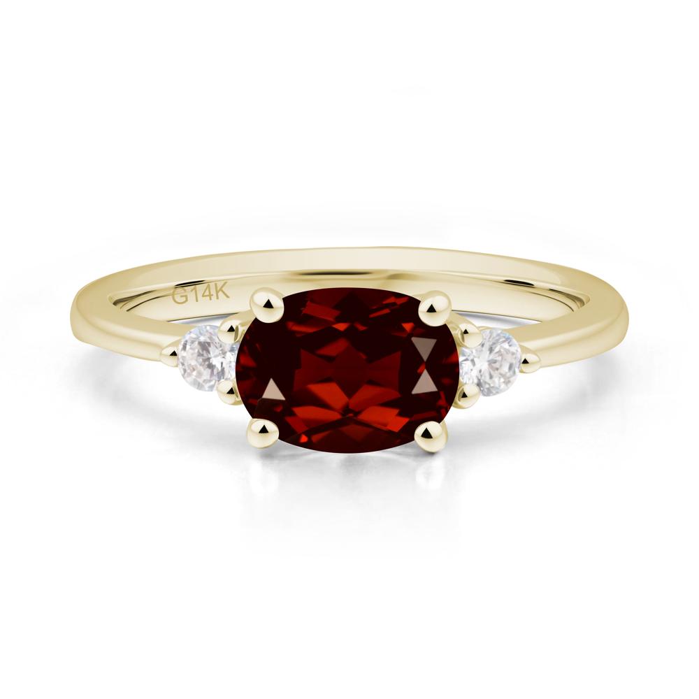 Oval East West Garnet Trilogy Ring - LUO Jewelry #metal_14k yellow gold